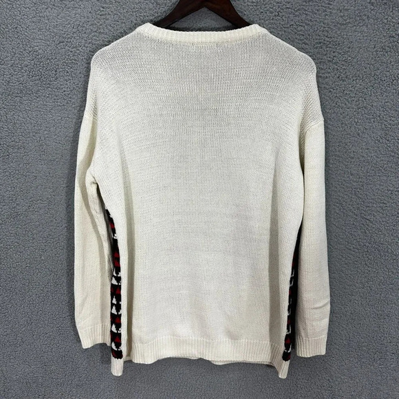 BDG sweater mens medium ivory‎ geometric wolf Tree holiday pullover grandpa - Picture 6 of 6